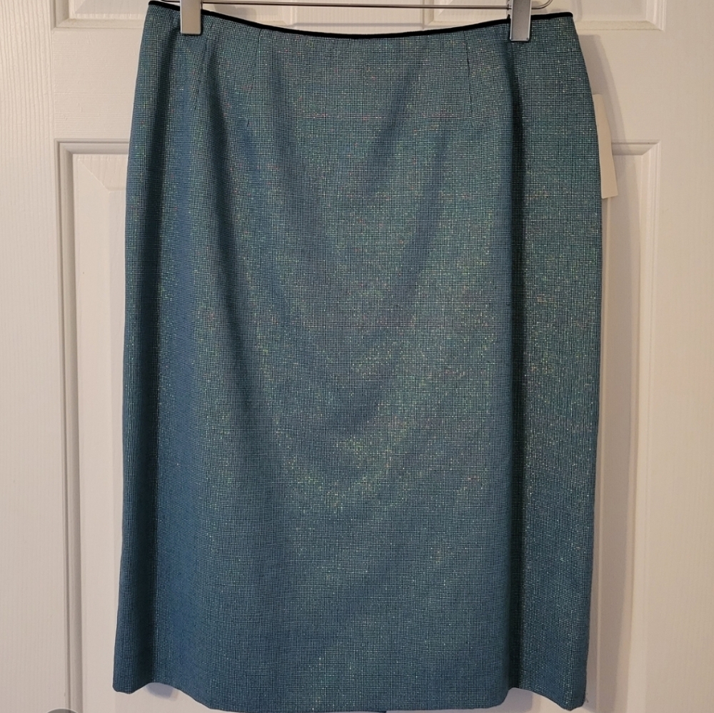 Kasper 8P Iridescent Blue Pencil Skirt